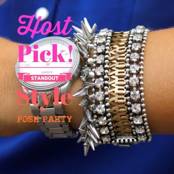 Stella & Dot | Vintage Mixed Metal/Rhinestone Embellished Portia Bracelet - Picture 1 of 7